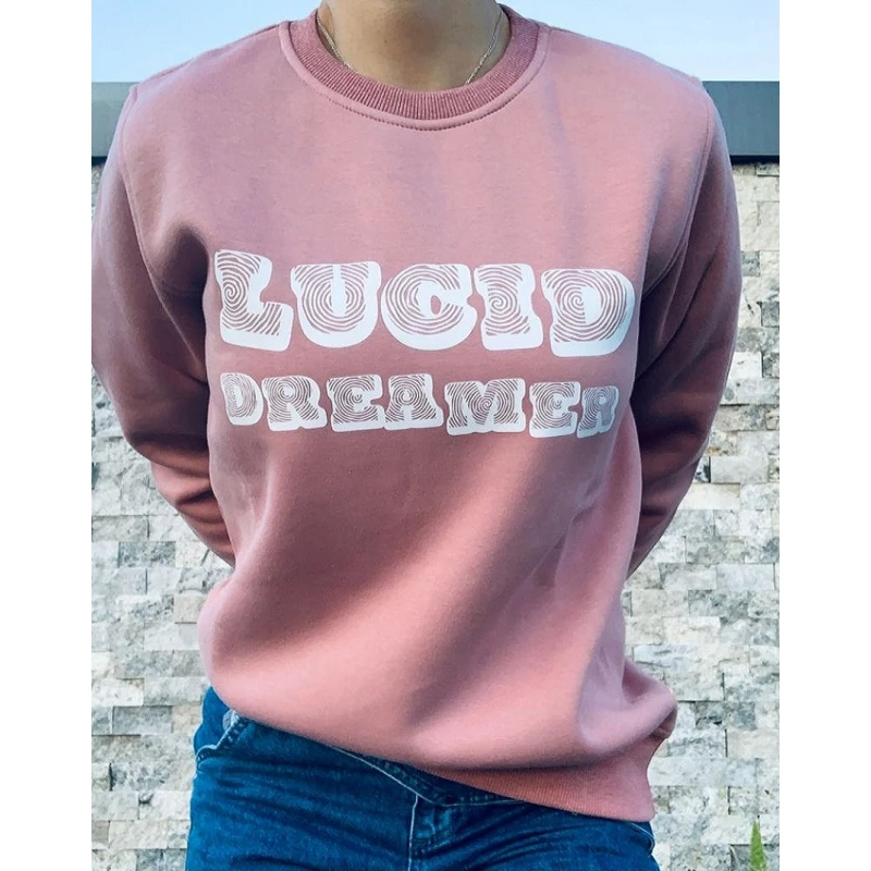 Kadın Sweatshirt Bisiklet Yaka Lucid Pembe